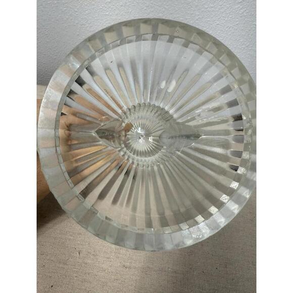 Vintage Crystal Glass 2 arm Candle Stick Holder Frosted Heavy Art Nouveau 4441 - Picture 5 of 6